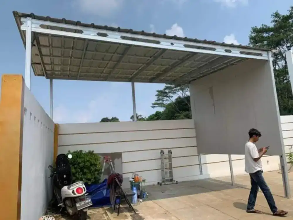 Pemasangan kanopi baja ringan atap alderon