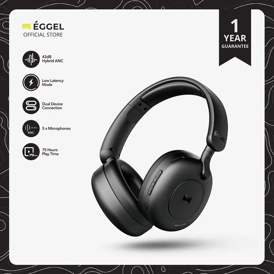 Eggel Live Hybrid ANC ENC BT Headphone Studio Dual Connection