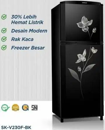 Kulkas Sanken SK-V230PF-BK 230 Lemari Es 2 Pintu liter 116 watt - SK-V