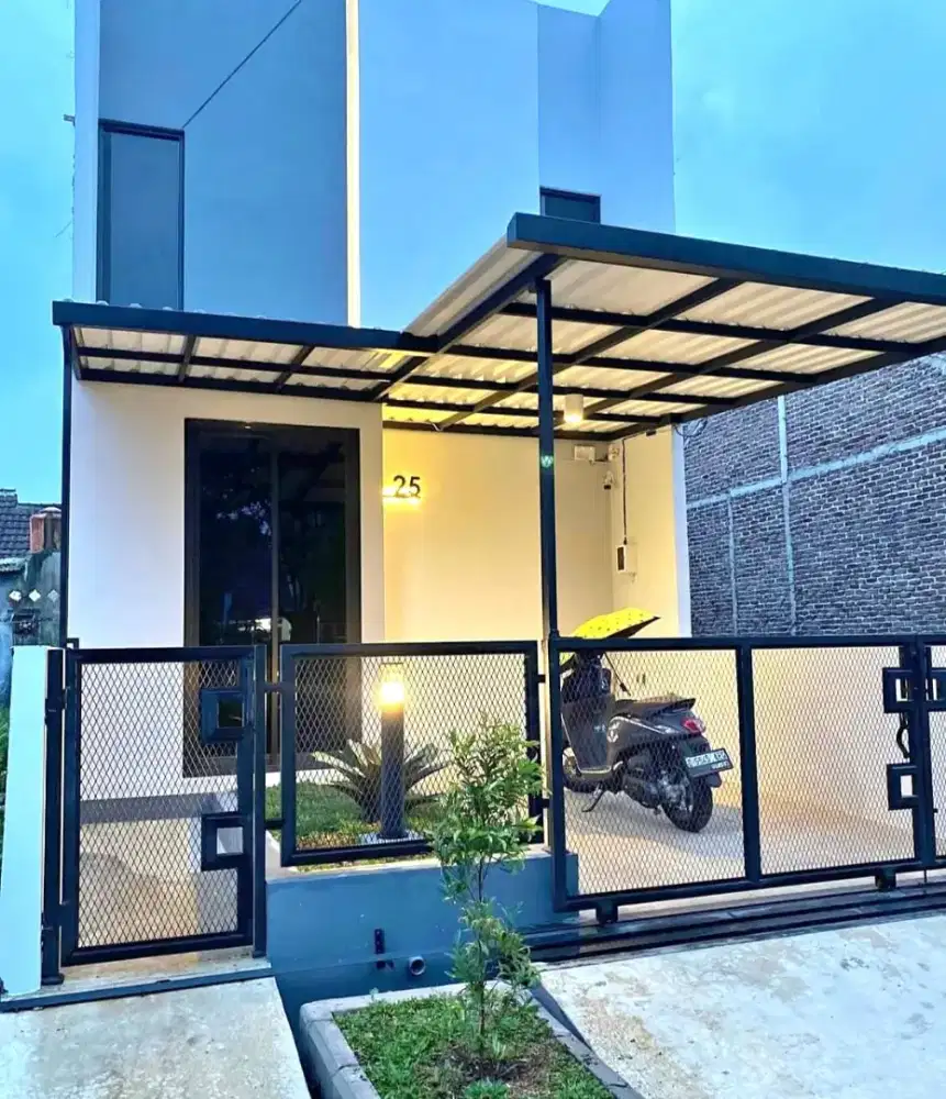 Kanopi minimalis Carpot dan taman