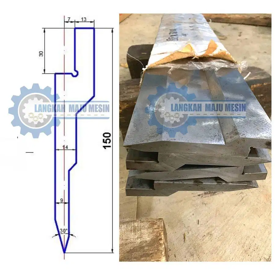 Pisau Bending Tekuk Acute 800x4pcs 3200mm Punch Dies Bending Runcing