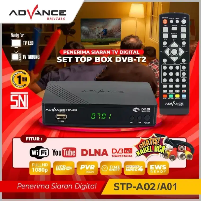 STB AdvanceSTP A01 Receiver TV DIGITAL Set Top Box
DVB T2 Tuner