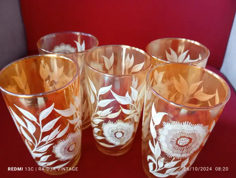 5 gelas jadul oranye