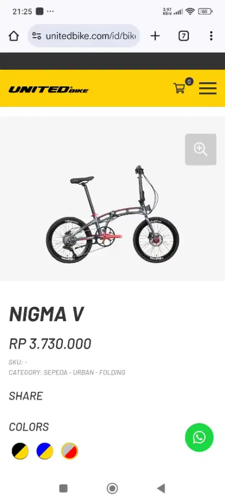 Nego Waras Sepeda Lipat United Nigma 5 V