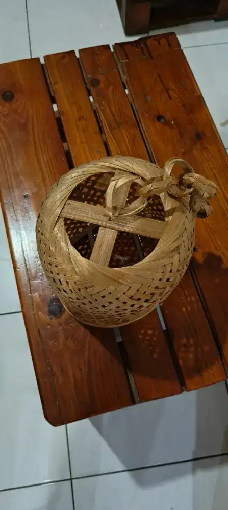 Kap lampu bambu , lampu hias dekorasi