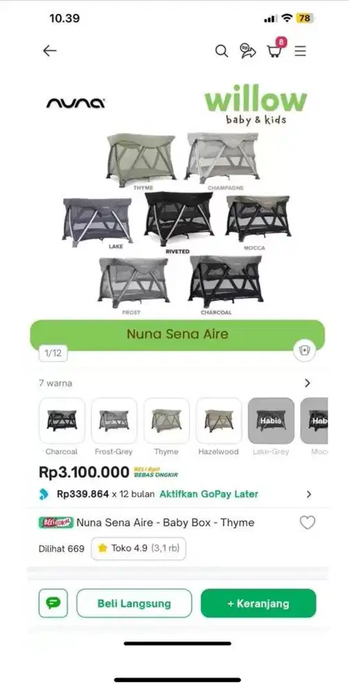 Baby crib nuna + latex mattres