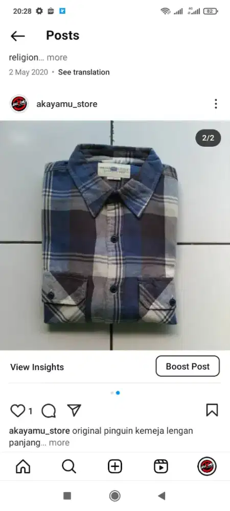 kemeja flanel pinguin ori size m