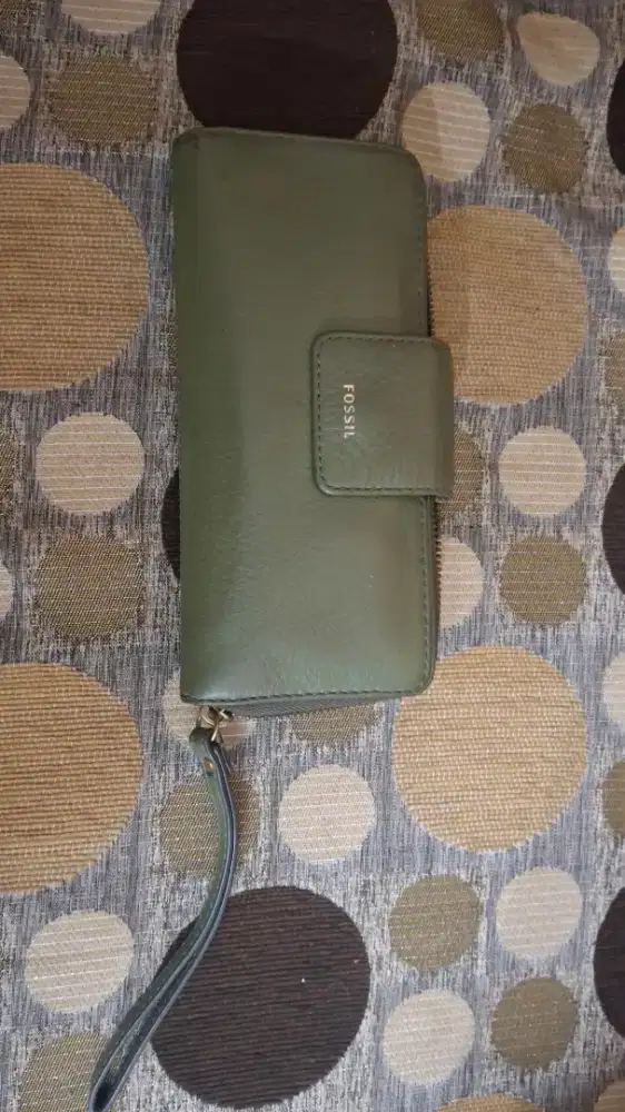Dompet Fossil Cewe Madison Zip Clutch Green Mos.