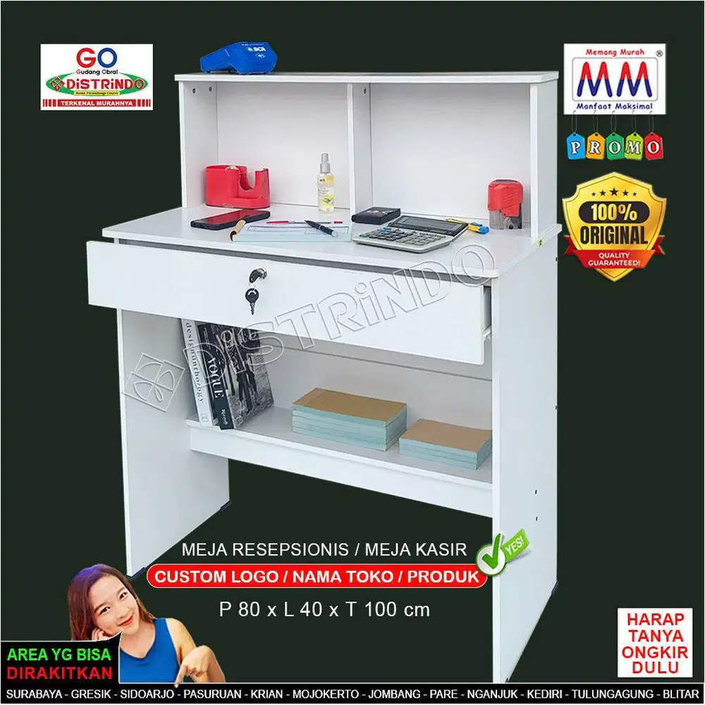 Meja Kasir / Meja Resepsionis / Meja Belajar / Meja Kerja Pakai KUNCI