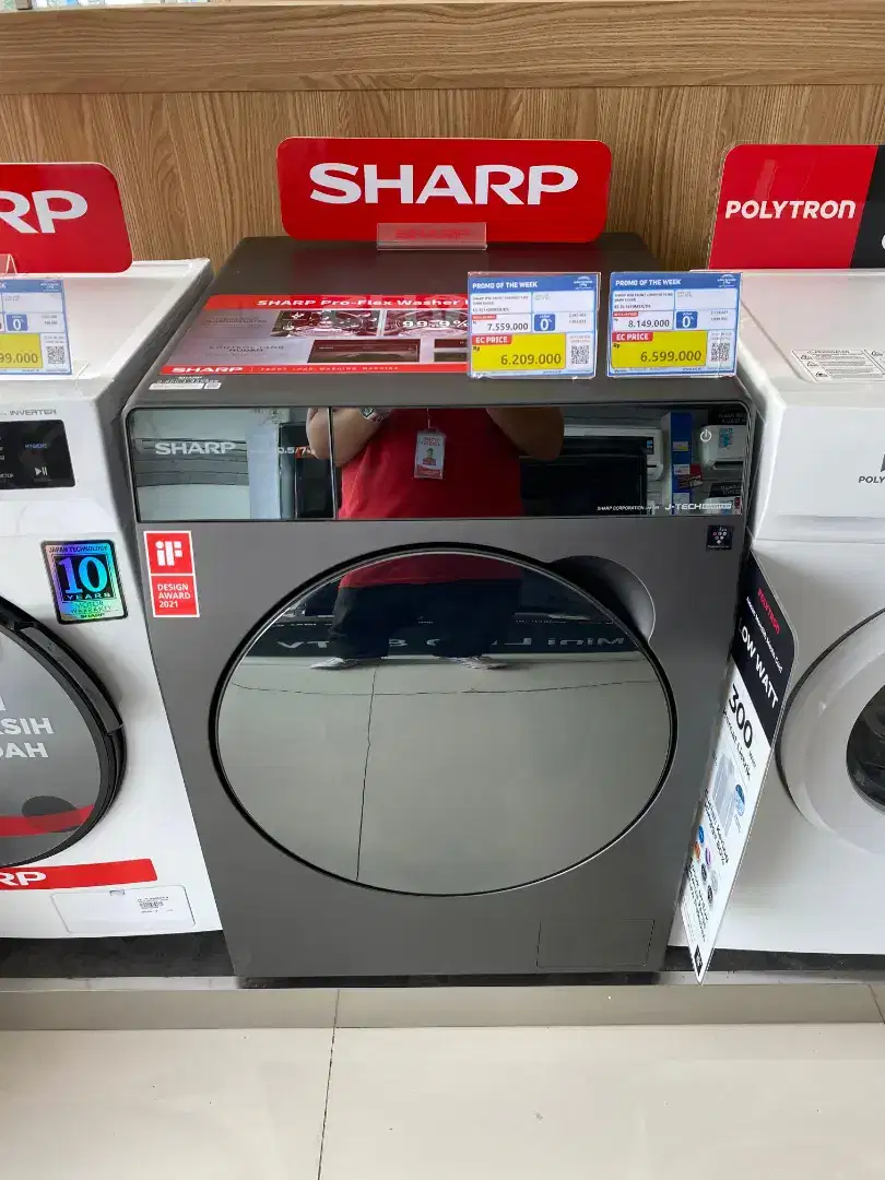 SHARP WM Front Loading 10 Kg Dark Silver ES-FL1410MSX/DS