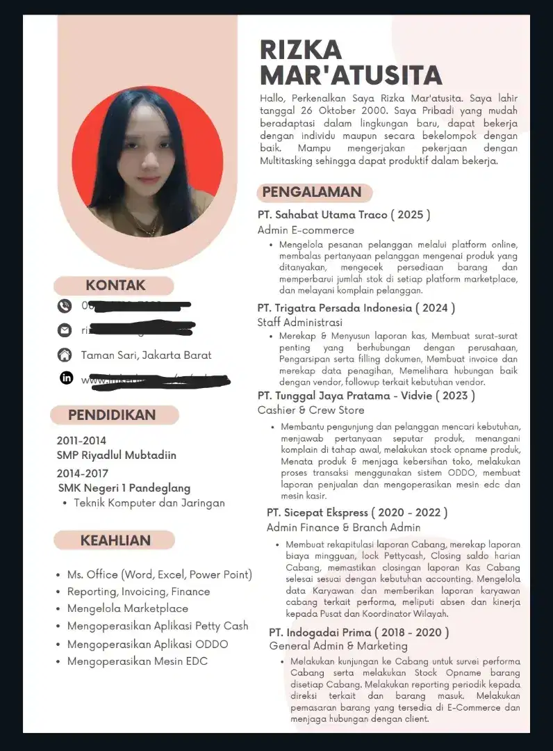 Mencari pekerjaan admin / data entry / kasir