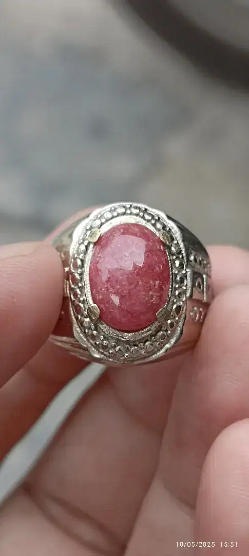 Cincin batu red borneo natural rhodonite