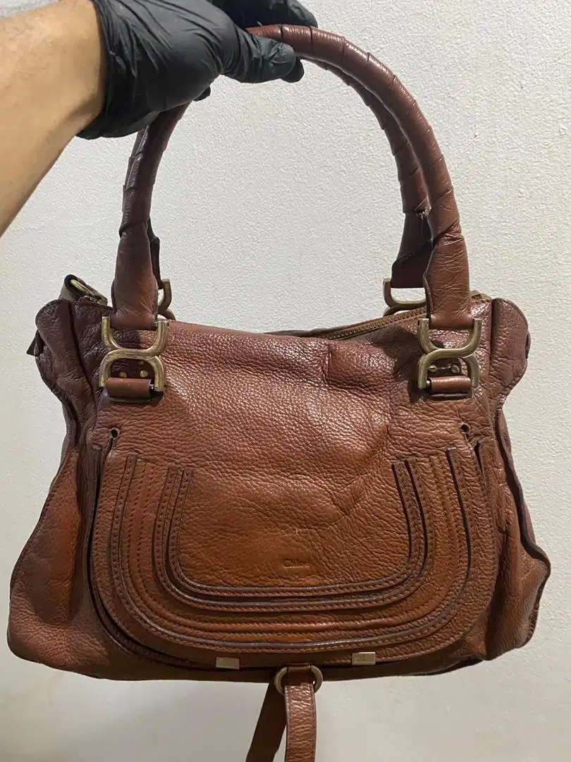 Tas Chloe marcie handbag brown leather original harga net