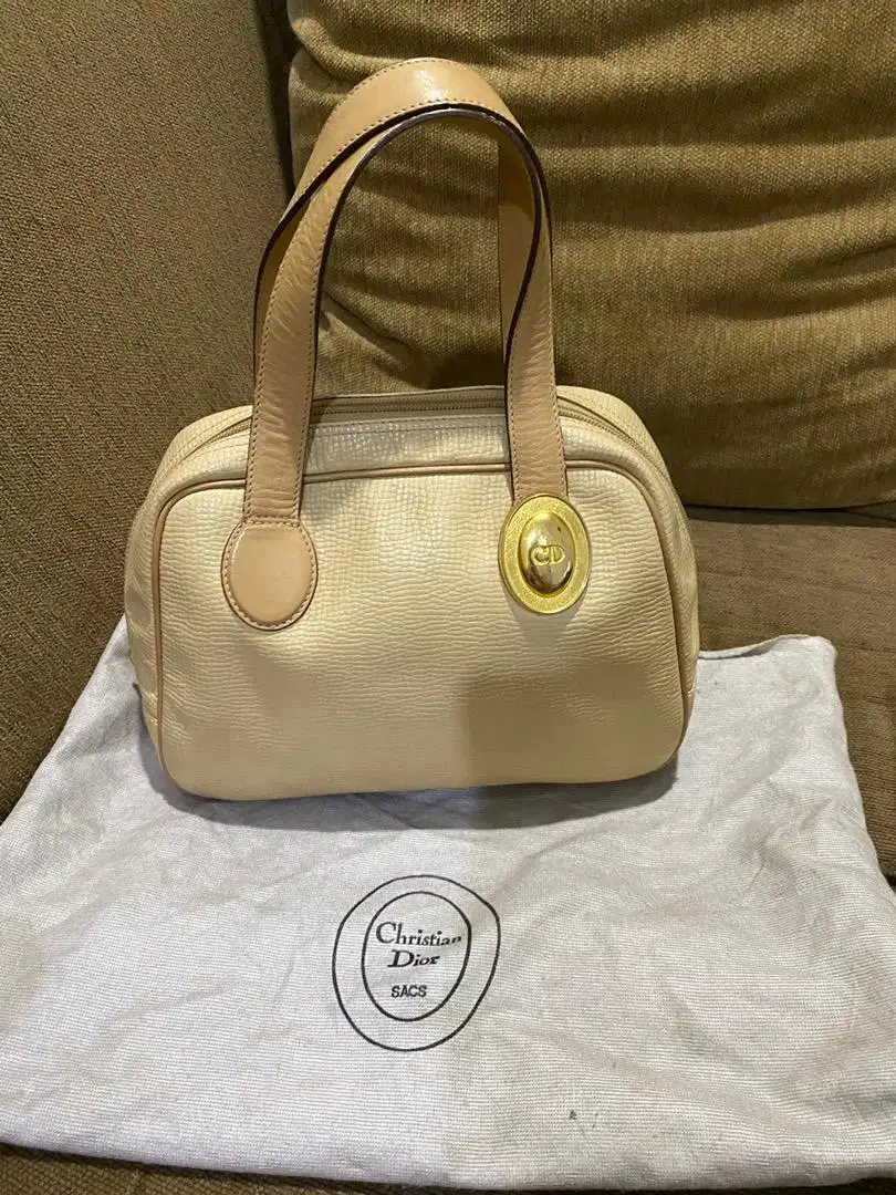 Tas Dior beige handbag sacs vntge originak