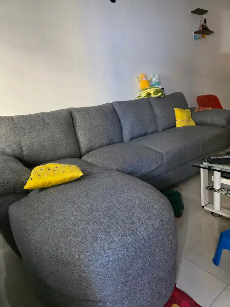 Sofa L Sudut 280x180 Kain isi Dacron super Empuk