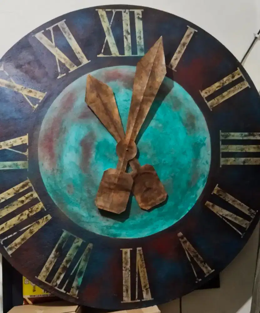 Dekorasi jam dinding menara jumbo 1 meter gaya gothic antik vintage