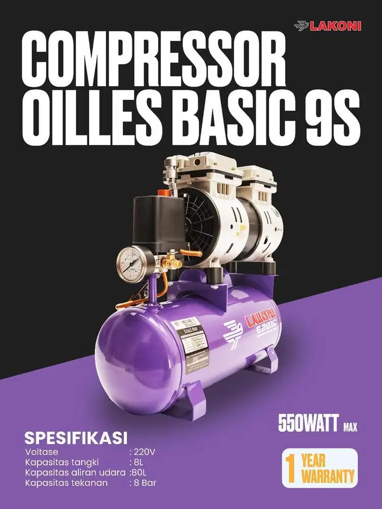 Compresor 9s oilless 3/4HP baru original b