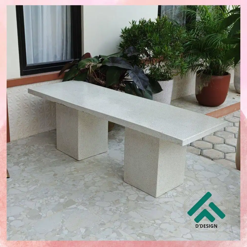 Bangku Taman Teraso Handmade P120 | Bangku Terrazzo