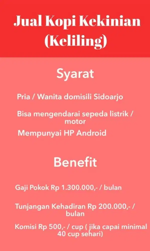 Jual Kopi Kekinian Keliling