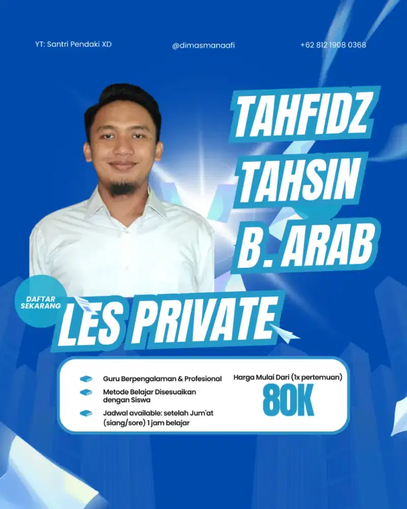Les Private Ngaji, bahasa arab, tahsin dan tahfidz Al-Qur'an