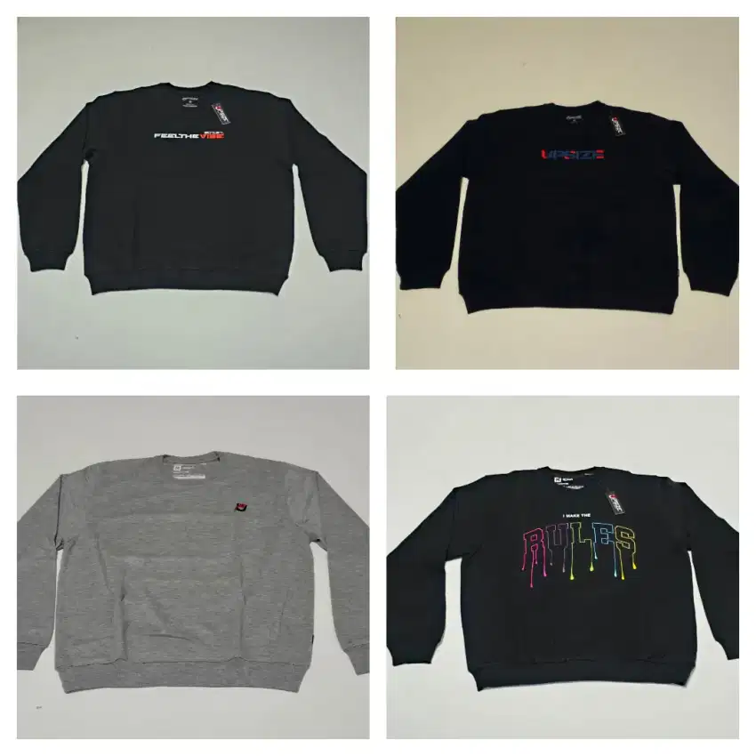 Sweater Upsz Dark Black Dark Blue Abu Feel The Vibe I Make The Rules