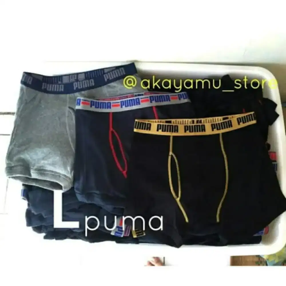 Paket 3pcs Boxer puma celana dalam pria L dan XL