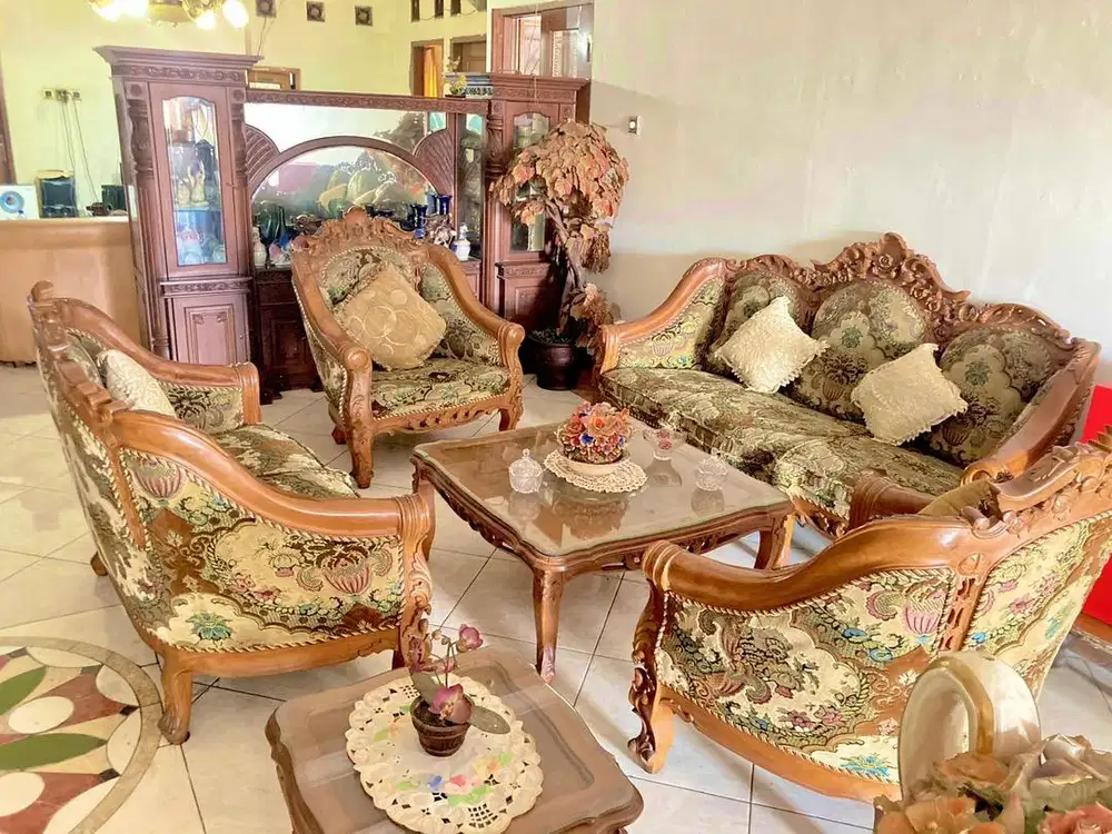 Sofa set + meja kayu jepara