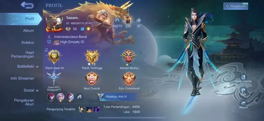 Jual akun game ml