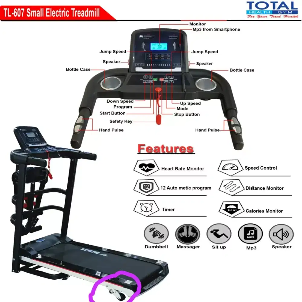 Alat fitnes treadmill elektrik TL 607