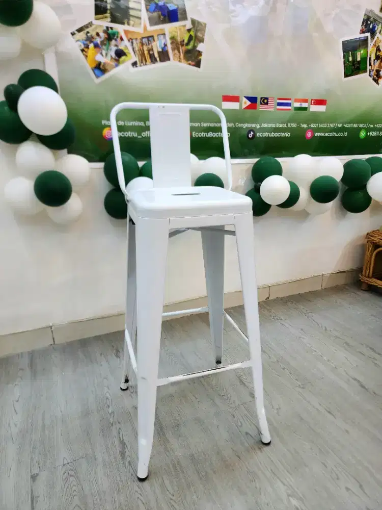 Kursi Cafe Pantry Putih Besi Tinggi Kuat Kokoh dan Stabil