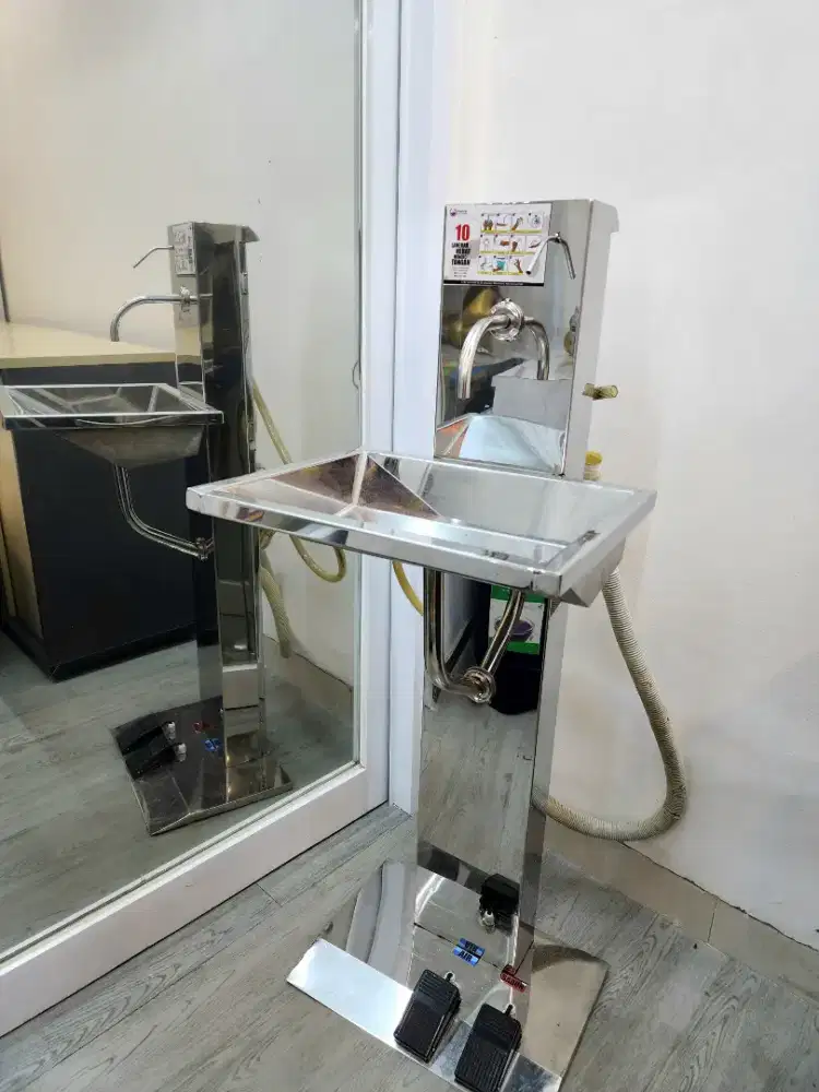 Washtafel Injak Portable Cuci Tangan Lab Sink Full Stainless Like New