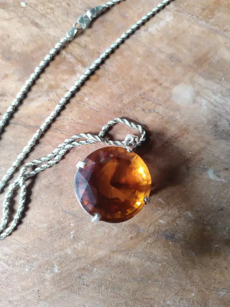 liontin perak Citrine perak cutting round