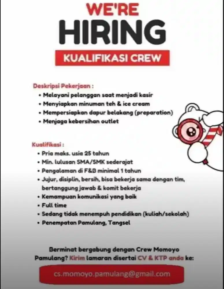 Momoyo Crew Store / Barista (Pamulang)