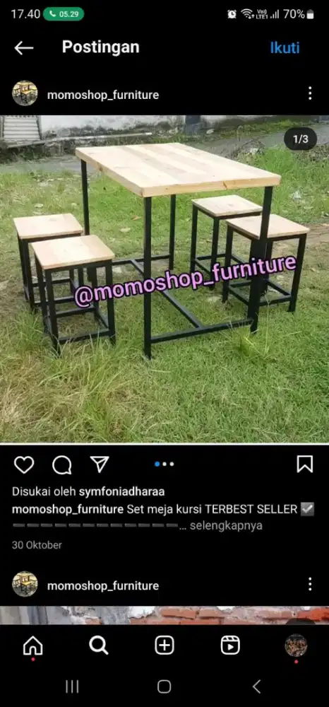 Meja cafe kursi kotak