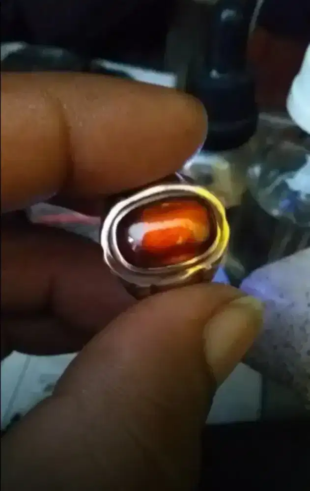 Batu permata Garnet (lumayan besar) ring perak