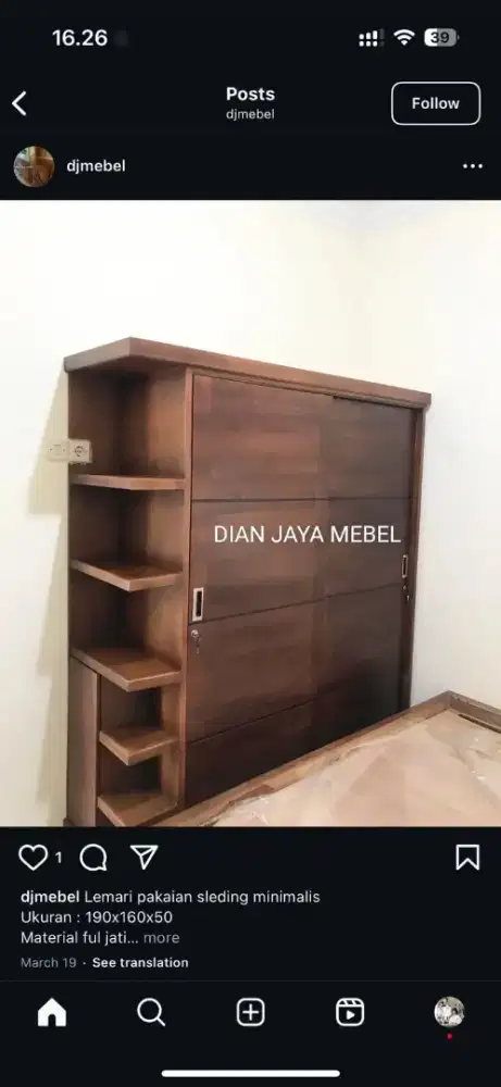 lemari jati sliding pakaian