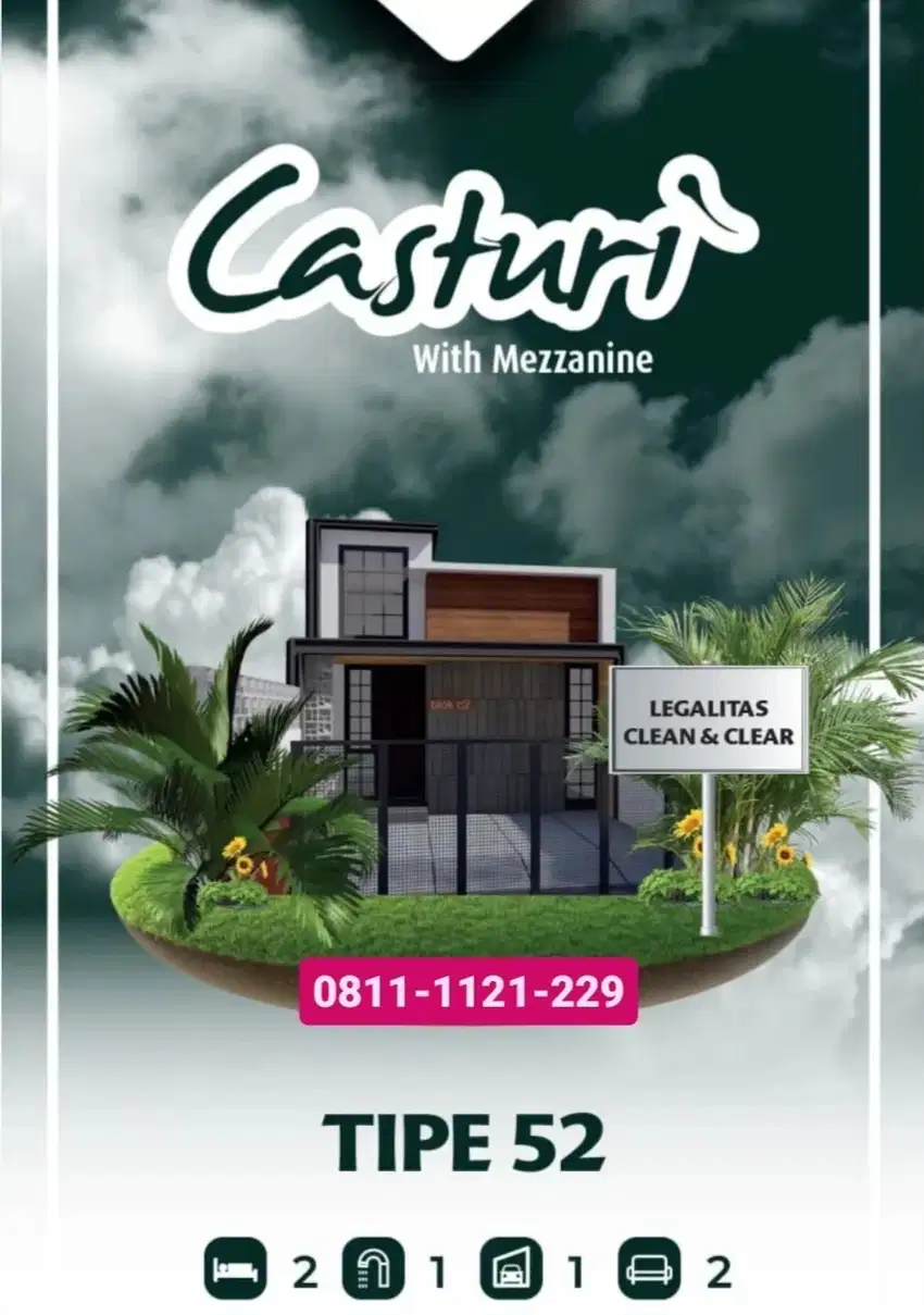 Townhouse 2 Lantai Free DP 7 Menit ke LRT Cibubur 10 Menit Tol Cibubur