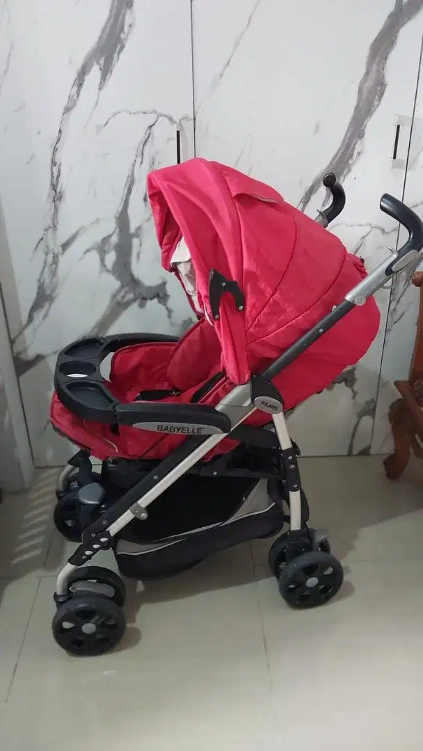 STROLLER BABYELLE POLARIS MERAH Bonus Kursi Makan anak