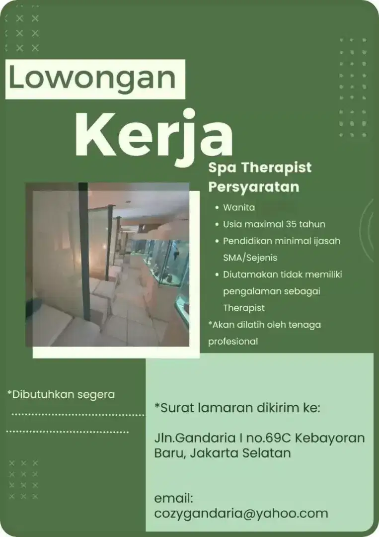 Lowongan Kerja Therapist Spa