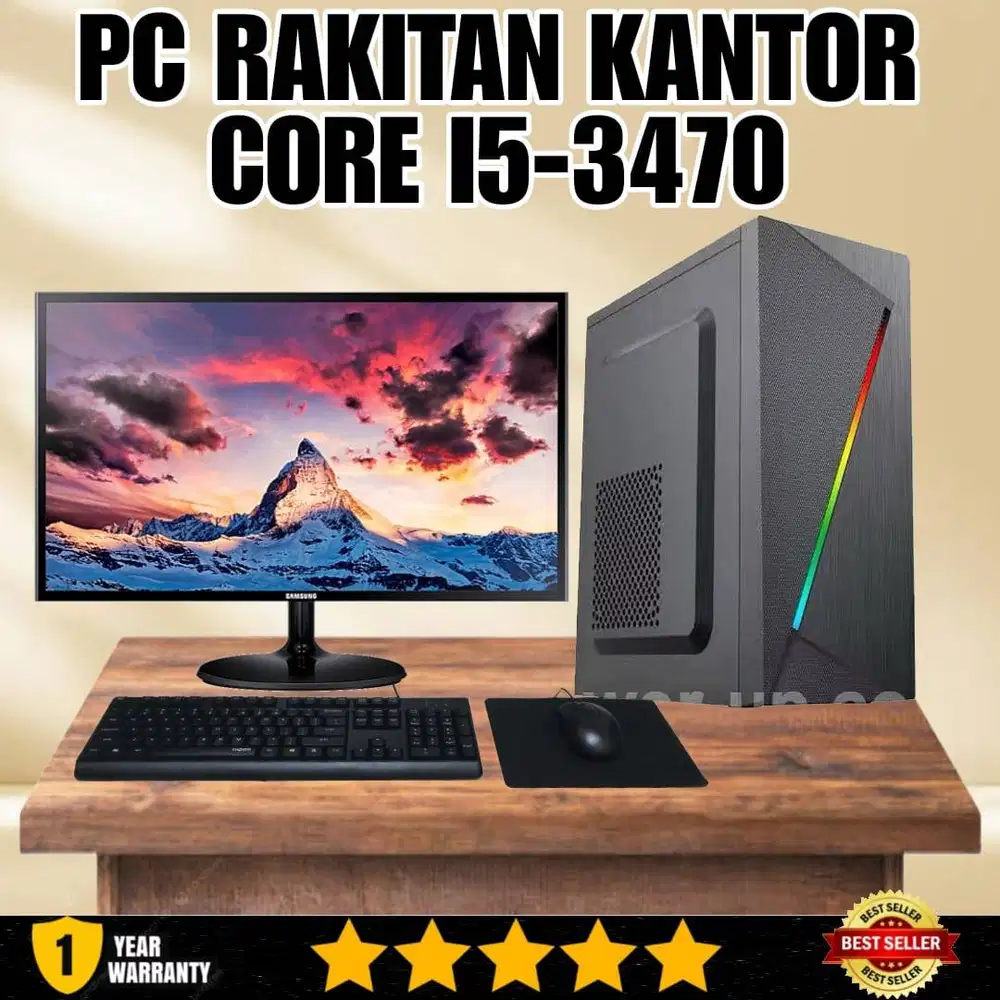 KOMPUTER OFFICE BARU BERGARANSI CORE I5 3470 RAM 8GB MONITOR 19IN