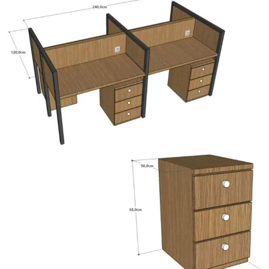 Meja Kantor Kubikel Partisi Bahan HPL