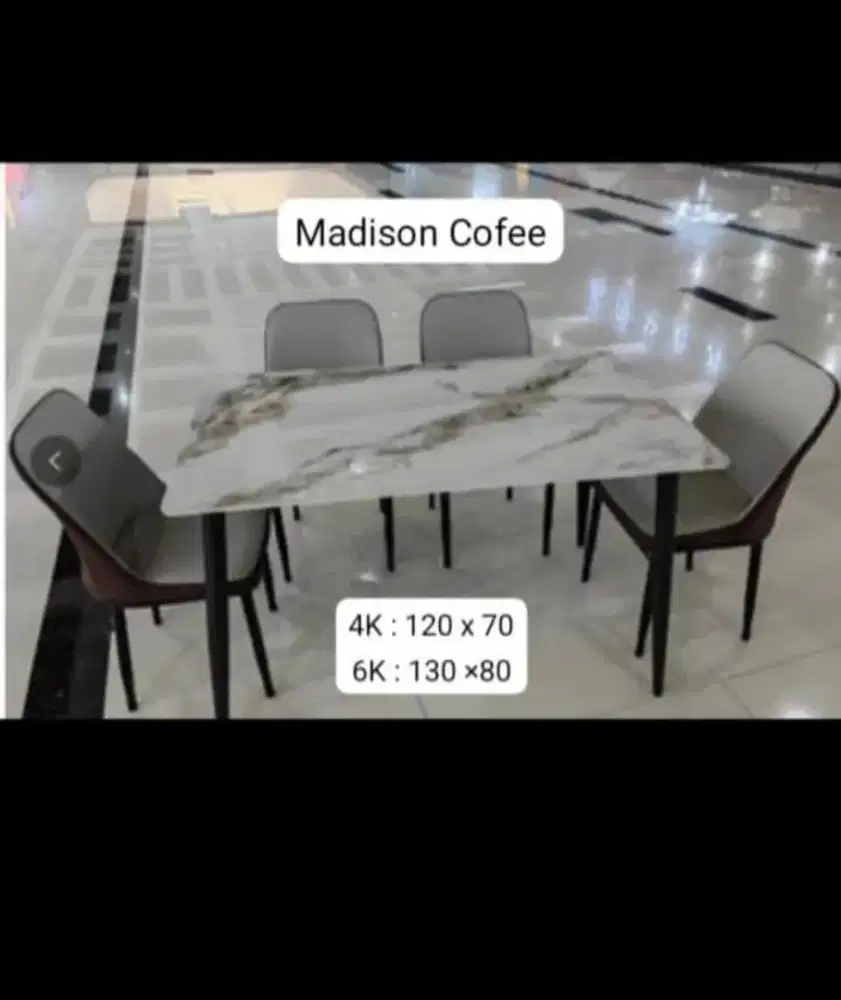 Promo bulan mei meja makan 4 kursi keramik marmer termurah