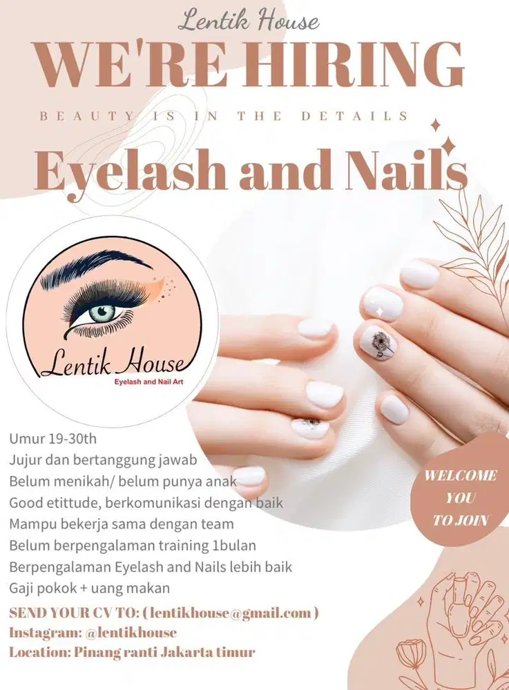 Lowongan kerja wanita eyelash dan nail