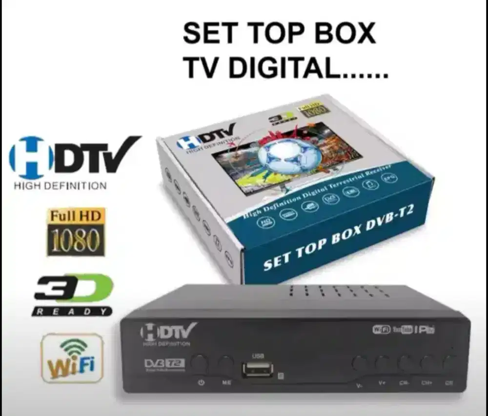 STB Set Top Box Receiver TV Biasa Menjadi TV Digital 1080P DVB-T2