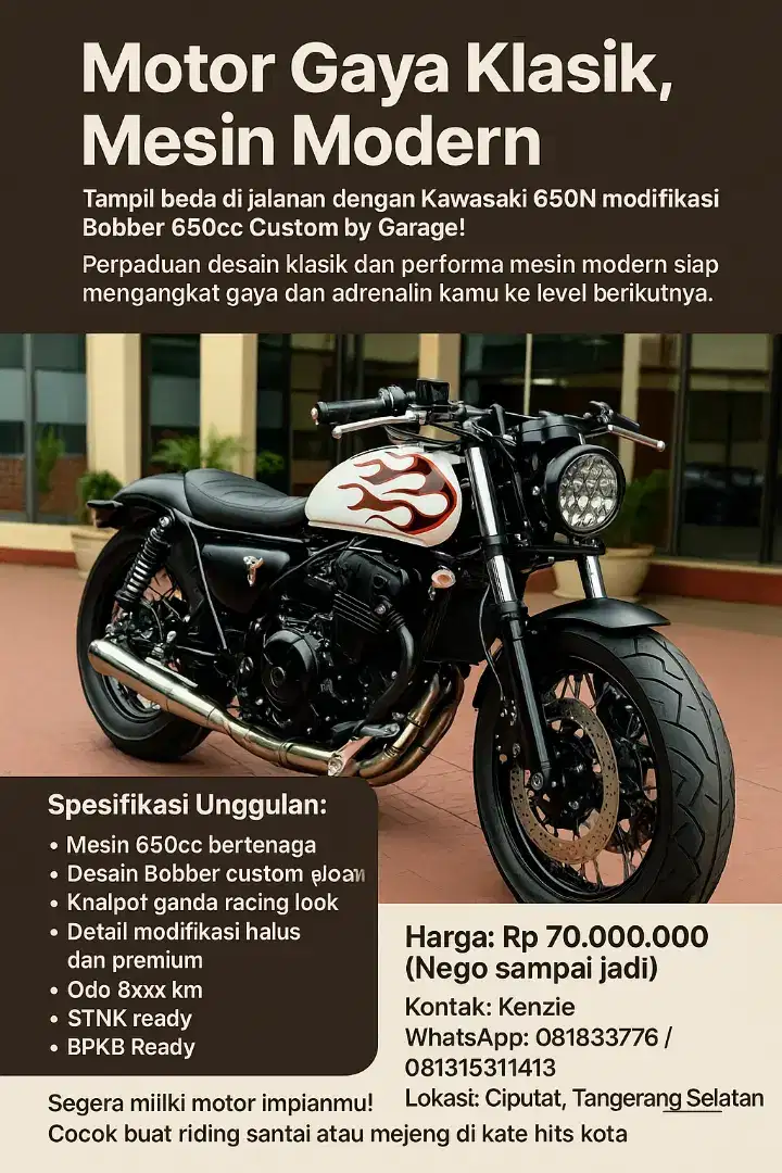 Motor Custom, ER6F, ER6N,ER6 Custom bobber, chopper by kojay garage,