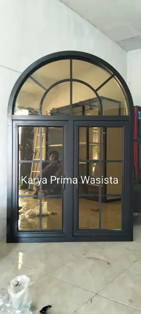 Jendela lingkar, kusen aluminium bending, pintu klasik, jendela bulat