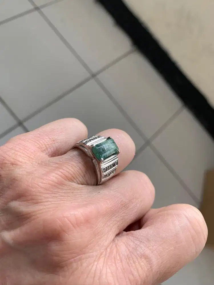 batu zambrud Ring Perak