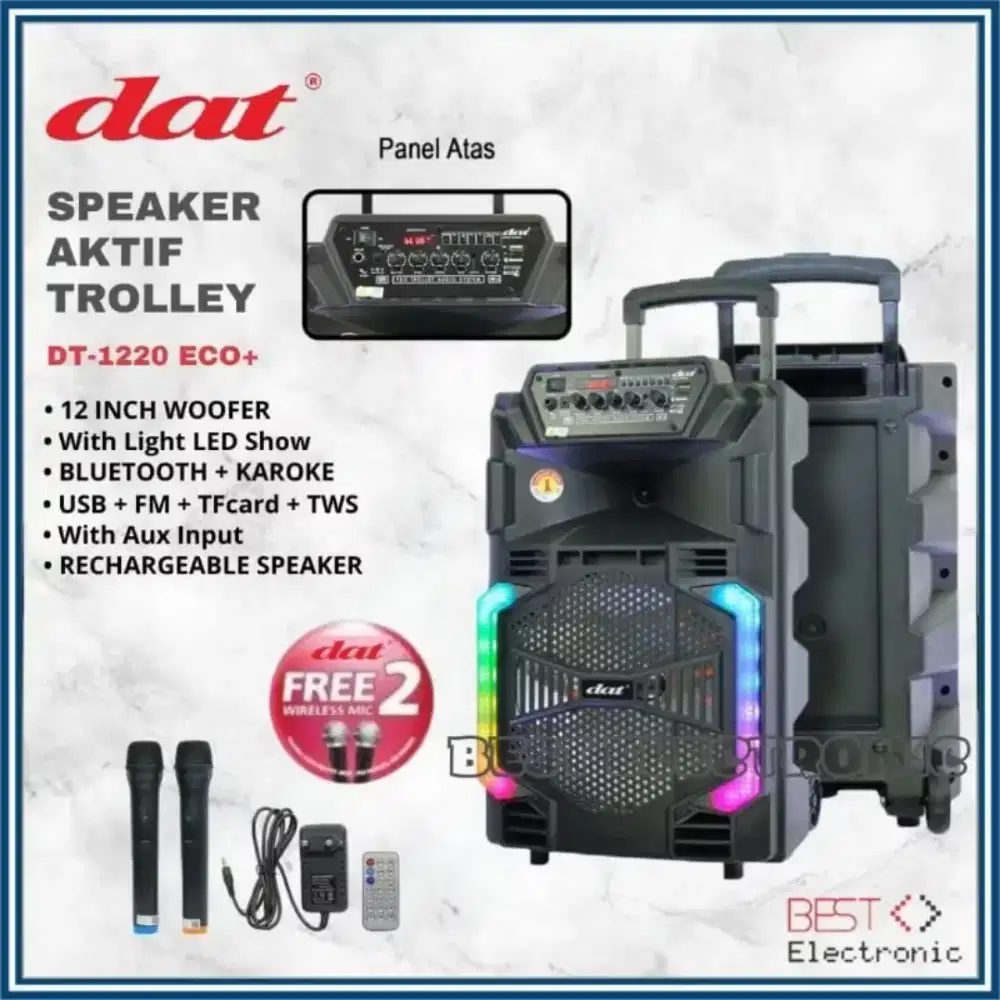 Merk DAT original speaker troly karaoke besar 12 inch