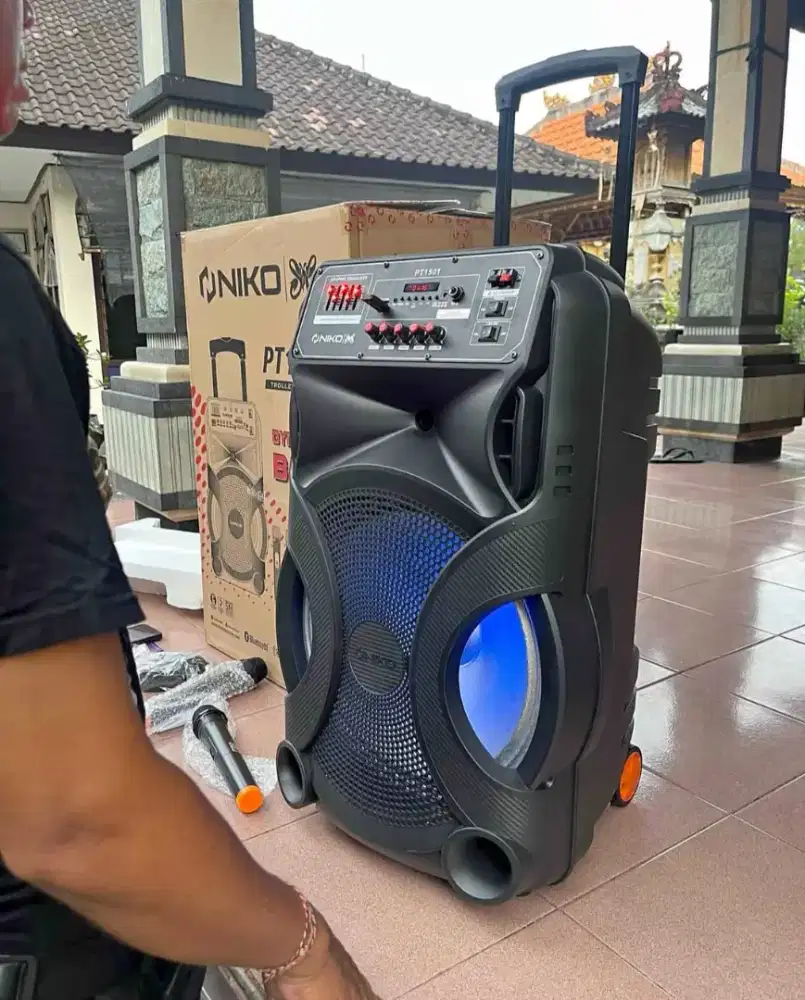 NIKO 1501 SPEAKER TROLY JUMBO 15 INCH ISI 2 MIC WIRELES