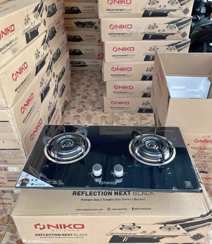 NIKO NEXT BLACK kompor kaca 2 tunggku